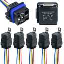 5 Pack 12V DC 40/30 AMP Waterproof Relay Harness Tinned Copper Wires 5-PIN SPDT Automotive Relay