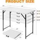 4ft Folding Table, Portable Fold-in-Half Adjustable Height Utility Table for Indoor/Outdoor Use, Durable HDPE & Steel, Stable & Lightweight, Multi-Purpose, White
