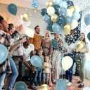 Dusty Blue Balloons Kits - 64pcs Sea Blue Balloons 12 Inch Birthday Balloon SlateBlue Ivory White Metallic Gold Balloon Sets for Boys Baby Shower Gender Reveal Wedding Party Decorations