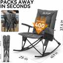 Heated Oversized Rocking Camping Chair, Heavy Duty Rocker Chair, Black, 25 inches x 19.7 inches x 38.3 inches
