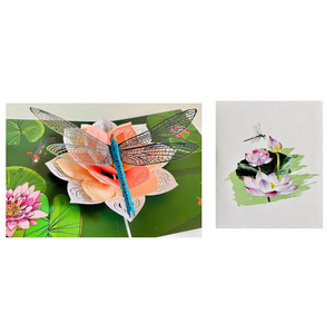 ETA 3D Flower Birthday Pop up Card, 3d Lotus and Dragonfly Card for Girlfriend, Wife, Mum, Grandma, Teacher's Day, Mother Day, Anniversary, Thinking of You, Thank you, F21