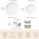 GZG Classic Series - Plates and Bowls Set for 6, 18 Piece Stoneware Dinnerware Sets, Microwave and Dishwasher Safe Lead-Free Handcrafted Ceramic Dishes Set - Ivory White