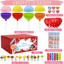 WODMAZ 24 Pack Lollipop-Shaped Stationery Set with Cards Highlighters Stickers Erasers Paperclips for Classroom Gifts Exchange, Easter Stationery Gifts, Goodies Bag Prizes