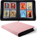 WITHYU Toploader Binder Holds 128 Top Loaders, 4 Pocket Ringless Card Holder for 3" x 4" Rigid Cards, Trading Card Album Small Top Loader Binder for Sports, TCG, MTG (Pink)