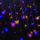 Butterfly Curtain Fairy Lights USB Plug in,8 Modes 120 LED 19.7FT Firefly Twinkle Timer String Lights with Remote, Waterproof Copper Wire for Bedroom Patio Christmas Wedding Party (Multi-New)