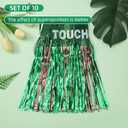 Football Party Decorations 10 Pack 98 FT Green Brown Foil Fringe Garland Metallic Tinsel Streamer for Superbowl Birthday Decorations Football Party Supply