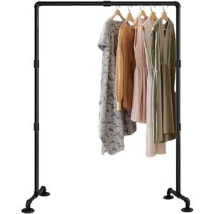 Lengfkus Black Iron Garment Rack,Industrial Pipe Clothing Rack,Vintage Commercial Grade Clothing Hanging Organizer for Garment Storage Display