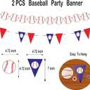 98 PCS Baseball Party Decorations, 96 PCS Baseball Plates and Napkins + 2PCS Party Banners, Disposable Tableware for 24 People