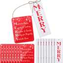 Roowest 16 Set/32 Pcs Merry Christmas Word Ornaments with Wooden Story Card Christmas Acrylic Merry Ornaments Xmas Party Gifts for Xmas Tree Stocking Stuffers Treat Bag Favors
