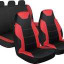 Custom Accessories 3-Piece Sports 1500 Seat Covers, Front and Rear Car Seat Covers, Automotive Seat Covers for Cars, Trucks, SUVs, Universal-Fit Car Seat Protector - Black/Red