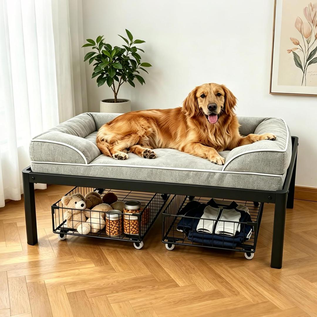 Dog Bed Frame,with Two Storage Drawer,Suitable for Various Dog Beds