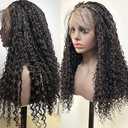 Boho Box Braids Wig Full Lace Braided Wig Human Hair Square Parted Knotless Pre Pluched With Baby Hair Braided Wigs for Black Women(18 inch) (Natural Color)