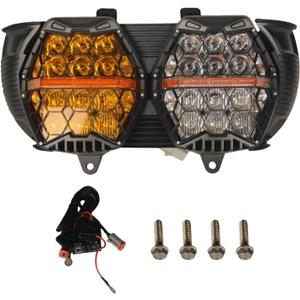 240W High Power Dual Motorcycles LED Headlight with High Low Beam Amber DRL Honeycomb design DOT Certification Headlight Compatible with Road glide 2015-2023(White)