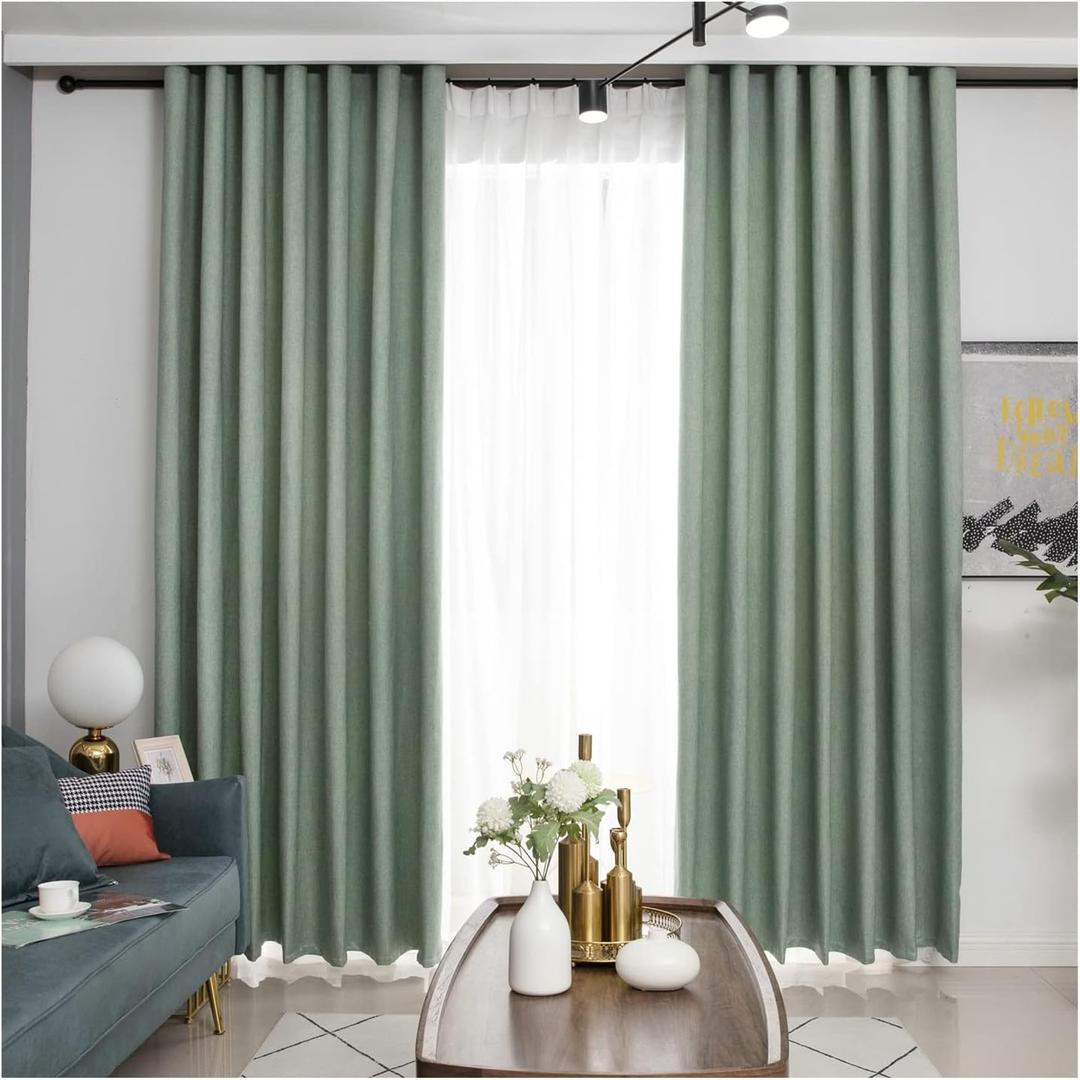Window Curtains Blackout Light Green 2 Pcs 50"x85"