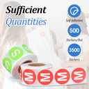 3500 Pcs Size Stickers Labels with 1 Pcs Acrylic Label Dispenser Clothing Size Sticker Label Color Round Self Adhesive Apparel Labels Stickers for T Shirt Skirt Retail 7 Sizes (XS S M L XL 2XL 2XL)