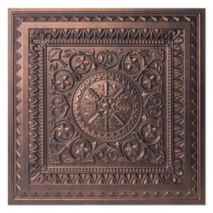 Art3d Drop Ceiling Tiles, Glue up Ceiling Tiles, 2'x2' Plastic Sheet in Antique Copper (12-Pack, 48 Sq.ft), 24"x24"