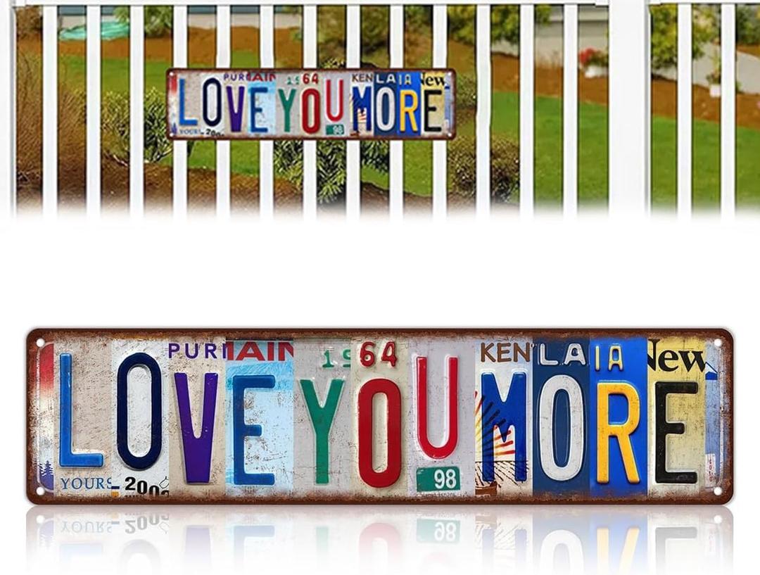 Love You More Wall Decor, Metal Tin Sign vintage wall decor, Above Door home signs for Home Bar Coffee Wedding Gift 6 x 4 Inches, One Size