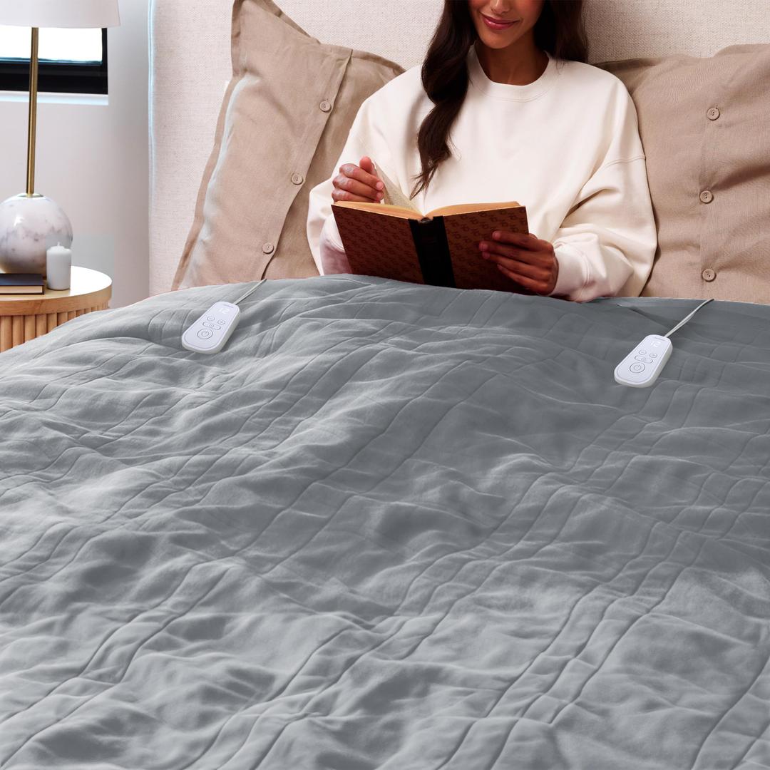 Microplush Grey Heated Blanket - King 90" x 100"