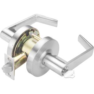 CLG HARDWARE Commercial Lever Door Lock - Heavy-Duty Locking Door Handle, Designer Door Handles, Cylindrical Lever Lock, Non-Handed Grade 2 Industrial Door Handle, 26D Satin Chrome, Entrance w/Clutch