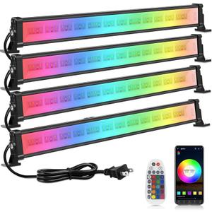 MEIKEE 42W Wall Washer Lights, RGBCW Smart APP Waterproof Outdoor LED Strip Light Bar, RGB Color Changing Dimmable DJ Stage Lighting for Christmas Halloween Birthday Party 4 Pack