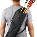 TOPARCHERY Archery Back Canvas Arrow Quiver Arrow Holder Shoulder Hanged Target Shooting Quiver for Arrows with Front Pockets