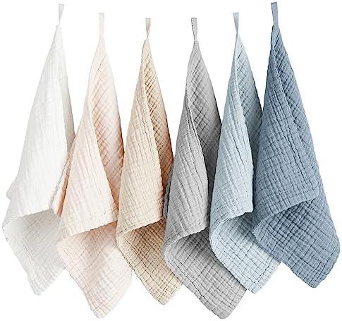 6 Pack Face Cloths, Soft Wash Cloth for Washing Face, Cotton Face Towels for Sensitive Skin Women Facial Makeup Remover Reusable Absorbent Washcloths, (11 x 11 Inch）