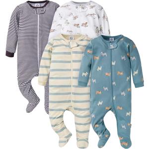 Gerber Baby Girls 4 Pack Sleep 'N Play Footie (3-6 Months, Dogs)