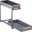 Pull Out Under Sink Organizer, 2 Tier Slide Out Drawer for Kitchen, Bathroom and Cabinet Storage, Steel, Gray