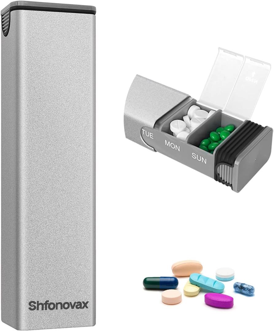 6 x Weekly Metal Pill Organizer, 7 Day Pill Box for Vitamins & Medicine, Portable Travel Pill Case with Large Compartments for Adults & Seniors (Silver)