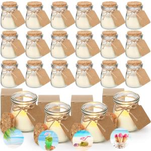 MTLEE 24 Pcs Jars Candle Scented Candle Gift Natural Wax Candles with DIY Tag Card for Spring Winter Wedding Baby Shower Party Favors Decor (Ocean Breeze/Mojito/Coconut/Vanilla Ice Cream)