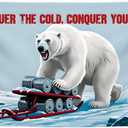 3x5 Feet Big Polar Bear Flag with Quote "Conquer The Cold, Conquer Yourself," with Four Brass Grommets - Polyester Animal Sports Banner for Indoor or Outdoor - Single Sided Posters for Home Gym