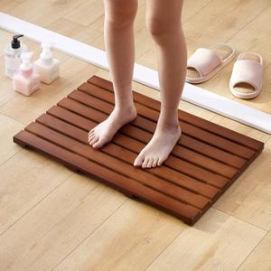 Bamboo Bath Mat for Shower with Non-Slip Rubber,Bathtub Mat,Floor Mat,Shower Mat for Indoor,Outdoor,Spa, Sauna, Pool (Brown, 25.5 * 17 * 1.4 inches)