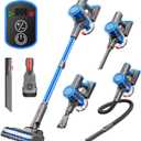 Cordless Vacuum Cleaner - Rechargeable, 35Kpa Stick Vacuum 8 in 1 Lightweight Vacuum Cleaners for Home, Up to 45Mins, Wall Mount Charging Vacuum, Anti-Tangle Brush for Carpet, Hard Floor Deep Blue
