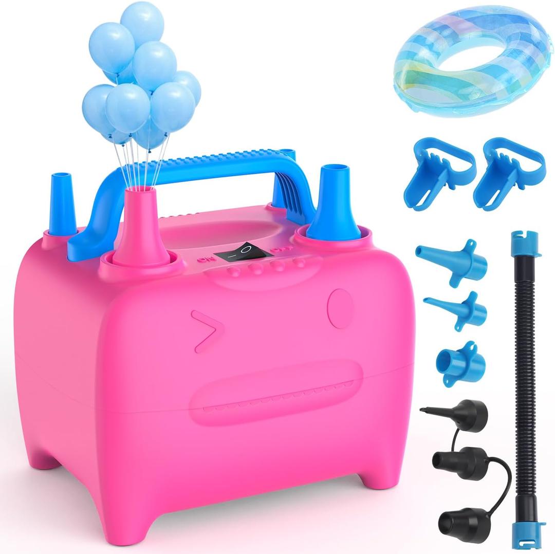 OWill Balloon Pump Electric, Multipurpose Balloon Inflator Electric Air Pump, Portable Dual Nozzle Balloons Air Pump Electric 600W Blow Machine for Party Decoration