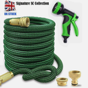75FT Expandable Garden Hose Pipe 8 Function Spray Nozzle Kink-Free Green