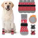 KOOLTAIL Dog Socks to Prevent Licking Paws, Dog Christmas Outfit Shoes for Winter Snow Pavement, Warm Fleece Pet Boots & Paw Protector for Hardwood Floors Anti Slip, Small Medium Large Size, Red M