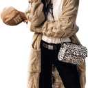 ZIWOCH Women's Long Cardigan Coats Cable Knit Casual Open Front Long Sleeve Loose Sweater with Pockets (Large, Brown)