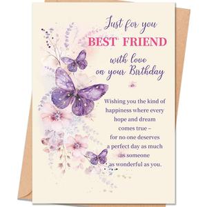4 x Best Friend Birthday Card, Birthday Gift for Women