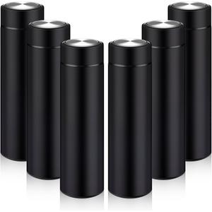 Tioncy 6 Pcs Stainless Steel Water Bottle 16.9 oz Insulated Water Bottle Skinny cup Portable Slim Flask Travel Mug for Purse Lunch Bag Coffee Tea Drink Office Sports Indoors & Outdoors (Black)