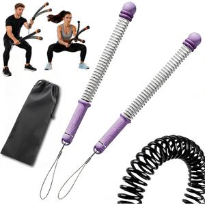 2PC Ropeless Battle Ropes,Portable Cordless Weighted Battle Ropes with Storage Bag, Heavy Duty Cordless Battle Rope for Home Gym HIIT&Cardio Full-Body Workout Tool with Non-Slip Spiral Handles Purple