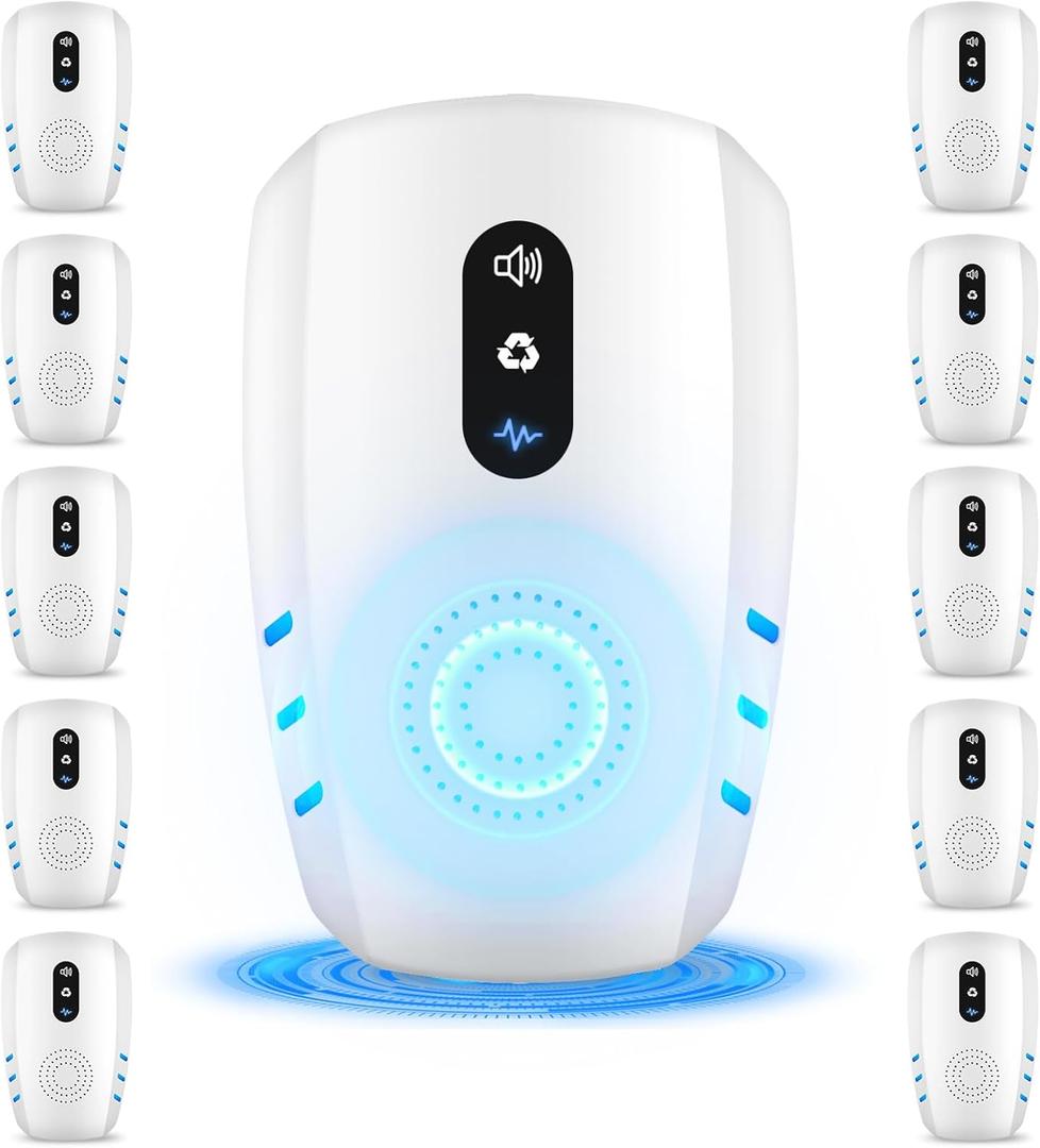 2026 Cvtayn Upgraded Ultrasonic Pest Repellent Indoor Insect Repeller,Pest Control,Repellent Roach,Mouse,Bugs,Mosquito,Mice,Spider, Ant,Rodent Repellent Ultrasonic Plugin,3 Mode Switching,10 Packs (WHITE)