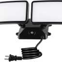 FAGUANGAO Dusk to Dawn LED Security Light,18W Plug in Flood Light Outdoor,5000k Daylight,1600lm, IP55 Waterproof,Adjustable 2 Heads Wall Light for Garage, Porch, Yard, Black,Street