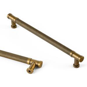 Goo-Ki 6 Pack Knurled Antique Brass Cabinet Handle Drawer Pulls, 7.56in(192mm) c-c Vintage Bronze Bar Pull Kitchen Hardware for Closet Dresser Wardrobe Cupboard Furniture, 2210GT-192