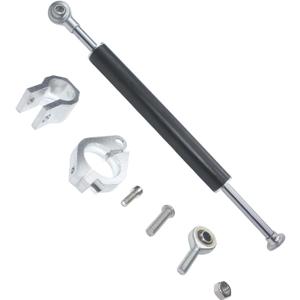 Motorcycle Steering Damper Adjustable Damper Universal Steering Stabilizer For Street Bike Safety Control Aluminum (Black, 13")