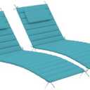 Olefin Quilted Lounge Cushion Set of 2, Patio Foldable Chaise Lounger Cushion, Water-Resistant Lounge Chair Pad with Straps Teal, 72 x 21 inches