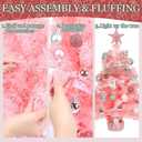 HMASYO Small Christmas Tree with Lights and Ornaments, 22 Inch Pink Tabletop Mini Christmas Tree with Light, Star Topper, DIY Artificial Table Top Xmas Tree for Holiday Indoor Home Decoration