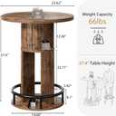 HSH Round Bar Table, 37.4"H Bar Height Bistro Pub Table With 2-Tier Storage, 23.62 Inch