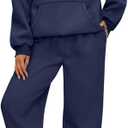 AUTOMET Womens 2 Piece Outfits Lounge Hoodie Sweatsuit Sets Plus Size Fall Fashion Clothes Airport Travel Pants Tracksuits (Small, Navy)