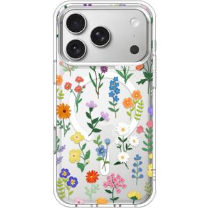 MOSNOVO for iPhone 17 Pro Case | Compatible with Magsafe | Military Grade 6.6ft Drop Tested | Camera Control | Clear with Botanical Floral Design