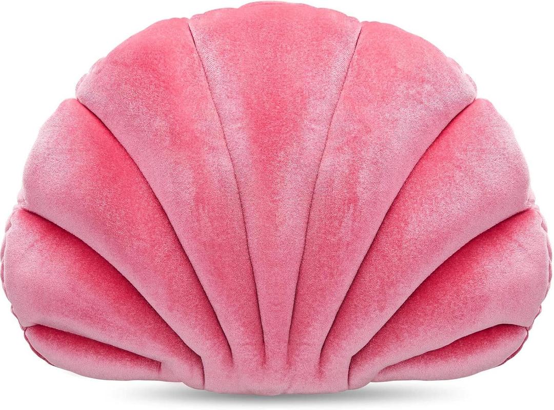 Marsui Sea Princess Seashell Decorative Pillow, Preppy Room Decor Christmas Party Gift Soft Chair Cushion Cute Clam Throw Pillow for Sofa Bed Living Room(Pink,13.4 x 9.8 in)